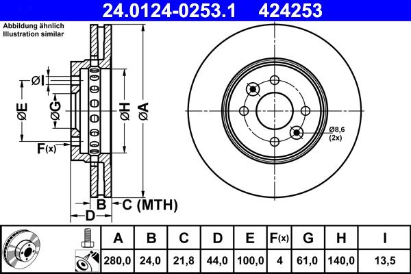 ATE 24.0124-0253.1 - Bremžu diski www.autospares.lv