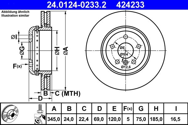 ATE 24.0124-0233.2 - Bremžu diski www.autospares.lv