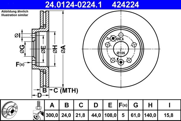 ATE 24.0124-0224.1 - Bremžu diski www.autospares.lv