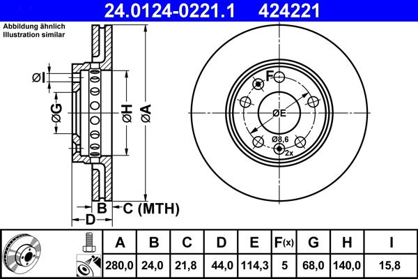 ATE 24.0124-0221.1 - Bremžu diski www.autospares.lv