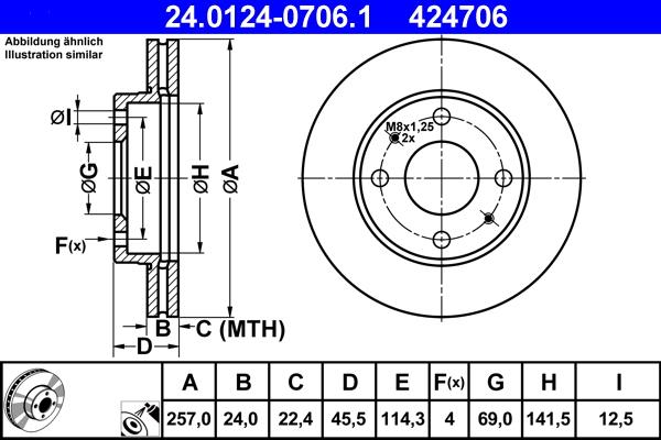 ATE 24.0124-0706.1 - Bremžu diski www.autospares.lv