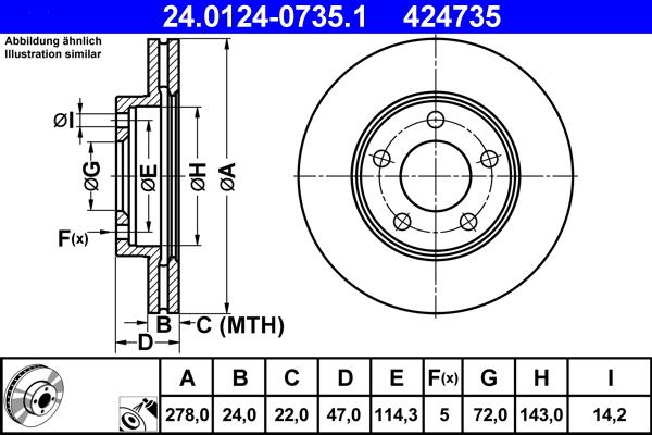 ATE 24.0124-0735.1 - Bremžu diski www.autospares.lv