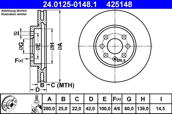 ATE 24.0125-0148.1 - Bremžu diski autospares.lv