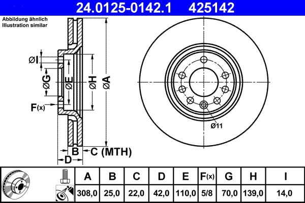 ATE 24.0125-0142.1 - Тормозной диск www.autospares.lv