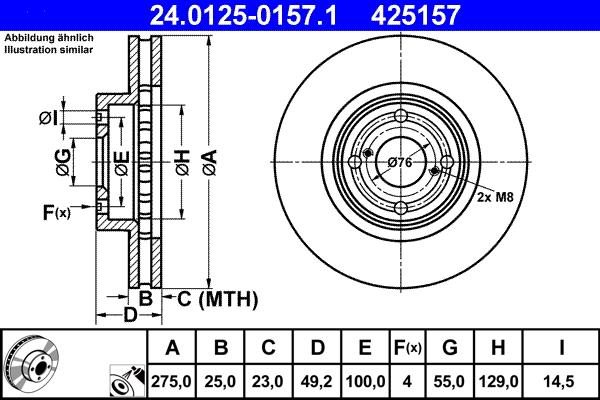 ATE 24.0125-0157.1 - Bremžu diski www.autospares.lv