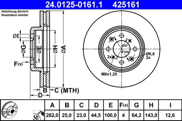 ATE 24.0125-0161.1 - Brake Disc www.autospares.lv