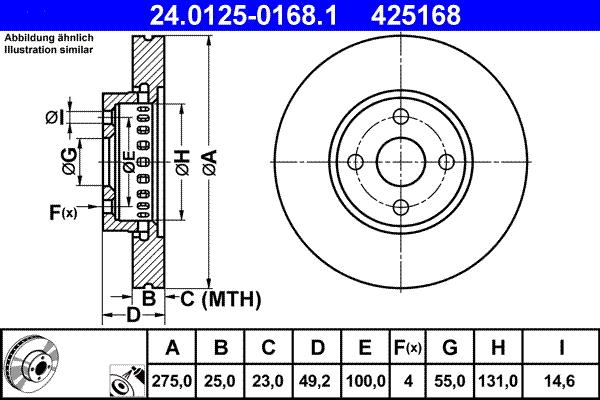 ATE 24.0125-0168.1 - Bremžu diski www.autospares.lv