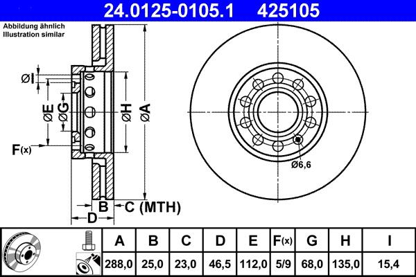 ATE 24.0125-0105.1 - Тормозной диск www.autospares.lv