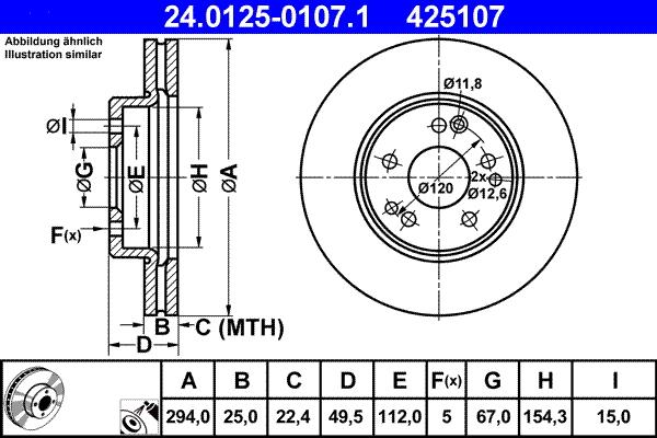 ATE 24.0125-0107.1 - Bremžu diski autospares.lv