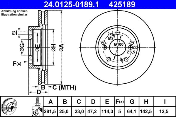 ATE 24.0125-0189.1 - Bremžu diski www.autospares.lv