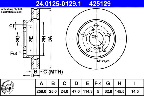 ATE 24.0125-0129.1 - Bremžu diski autospares.lv