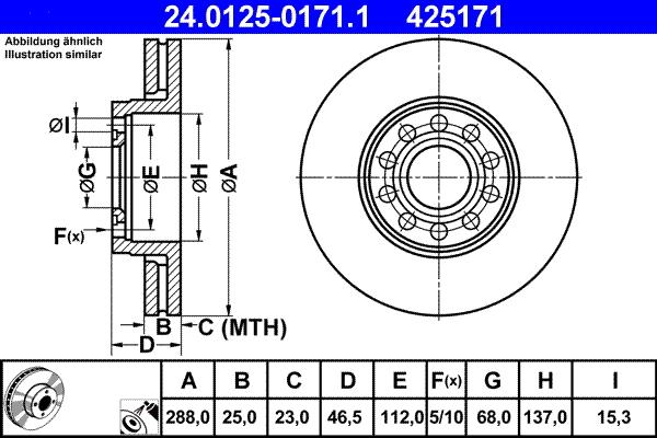 ATE 24.0125-0171.1 - Brake Disc www.autospares.lv