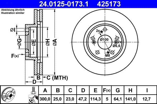 ATE 24.0125-0173.1 - Bremžu diski www.autospares.lv