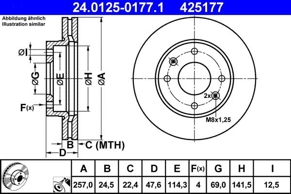 ATE 24.0125-0177.1 - Bremžu diski www.autospares.lv