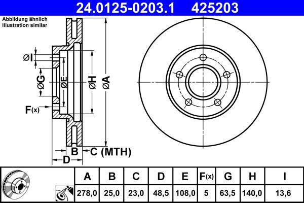 ATE 24.0125-0203.1 - Brake Disc www.autospares.lv