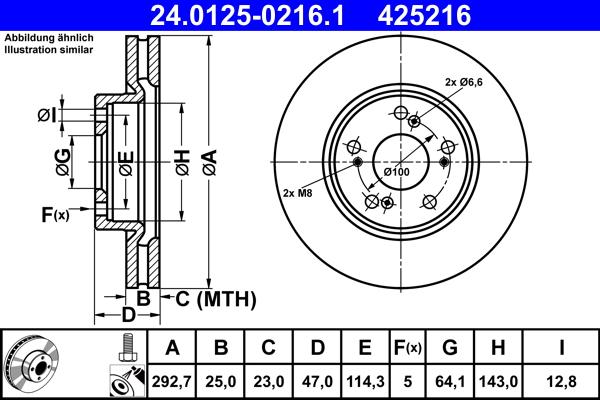 ATE 24.0125-0216.1 - Bremžu diski www.autospares.lv