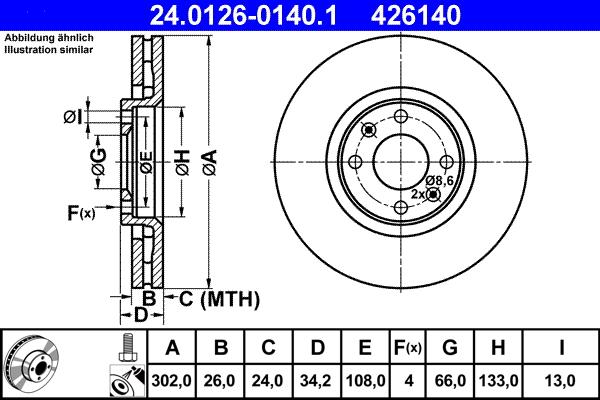 ATE 24.0126-0140.1 - Тормозной диск www.autospares.lv