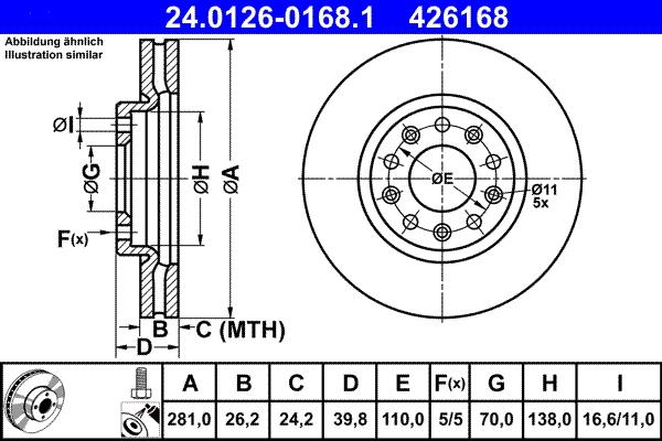 ATE 24.0126-0168.1 - Brake Disc www.autospares.lv