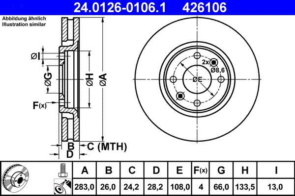 ATE 24.0126-0106.1 - Тормозной диск www.autospares.lv