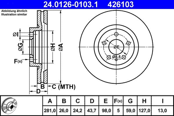 ATE 24.0126-0103.1 - Bremžu diski autospares.lv