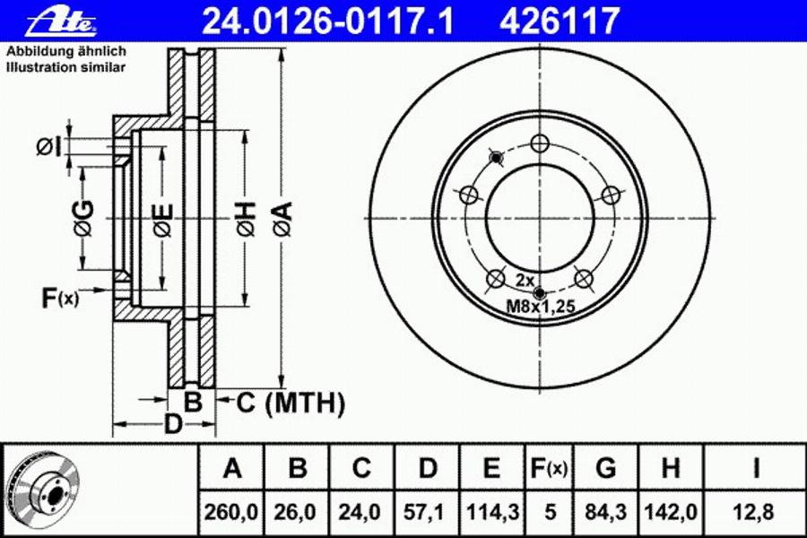 ATE 24 0126 0117 1 - Bremžu diski www.autospares.lv