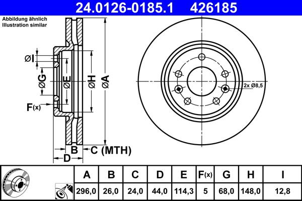 ATE 24.0126-0185.1 - Bremžu diski www.autospares.lv