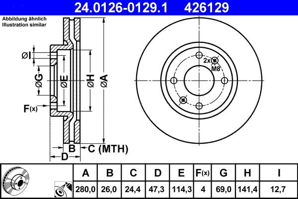 ATE 24.0126-0129.1 - Bremžu diski www.autospares.lv