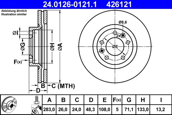 ATE 24.0126-0121.1 - Bremžu diski autospares.lv