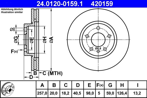 ATE 24.0120-0159.1 - Brake Disc www.autospares.lv