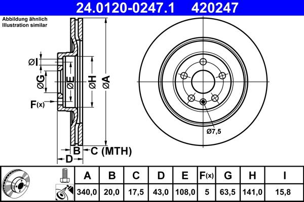 ATE 24.0120-0247.1 - Bremžu diski www.autospares.lv