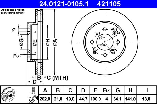 ATE 24.0121-0105.1 - Bremžu diski www.autospares.lv