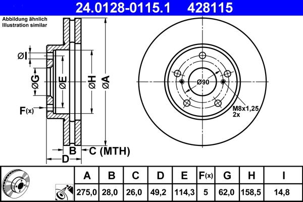 ATE 24.0128-0115.1 - Тормозной диск www.autospares.lv