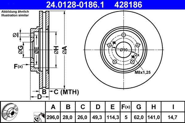 ATE 24.0128-0186.1 - Bremžu diski autospares.lv