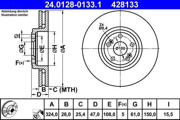 ATE 24.0128-0133.1 - Bremžu diski www.autospares.lv