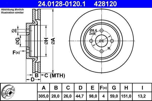 ATE 24.0128-0120.1 - Bremžu diski www.autospares.lv