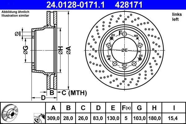 ATE 24.0128-0171.1 - Bremžu diski www.autospares.lv