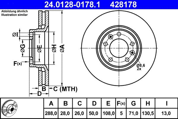 ATE 24.0128-0178.1 - Bremžu diski autospares.lv