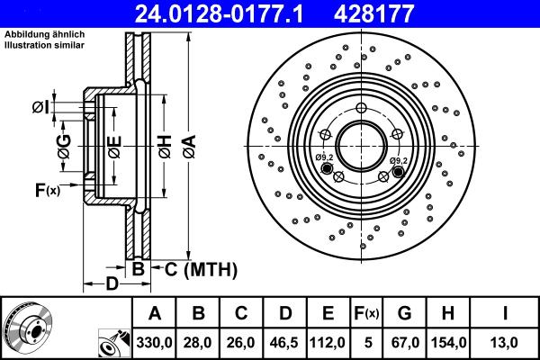 ATE 24.0128-0177.1 - Bremžu diski www.autospares.lv