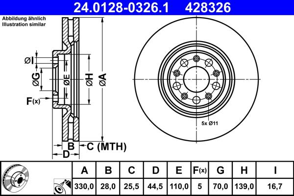 ATE 24.0128-0326.1 - Bremžu diski autospares.lv