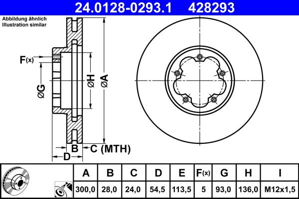 ATE 24.0128-0293.1 - Bremžu diski www.autospares.lv