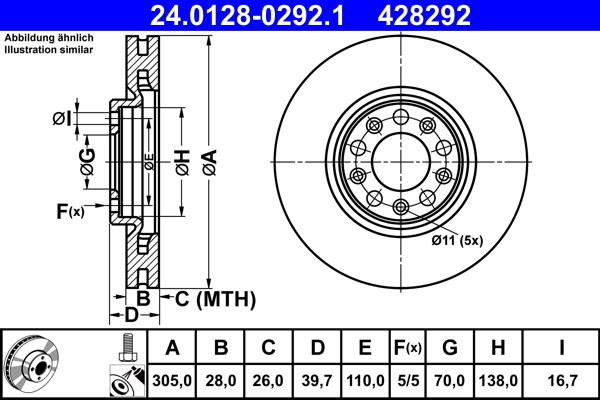 ATE 24.0128-0292.1 - Bremžu diski www.autospares.lv