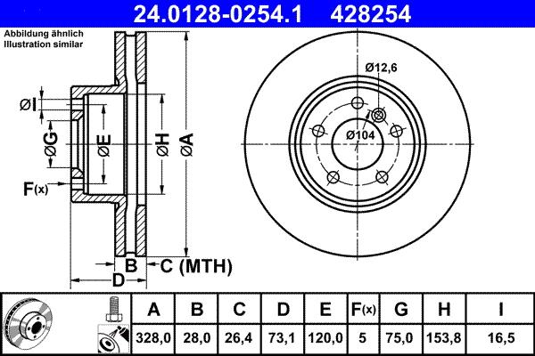 ATE 24.0128-0254.1 - Bremžu diski www.autospares.lv