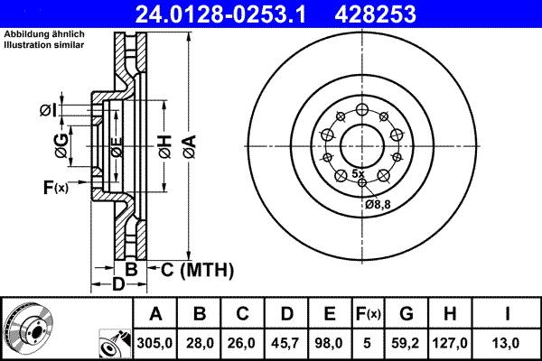 ATE 24.0128-0253.1 - Bremžu diski www.autospares.lv