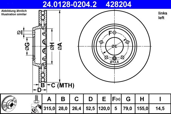 ATE 24.0128-0204.2 - Bremžu diski www.autospares.lv