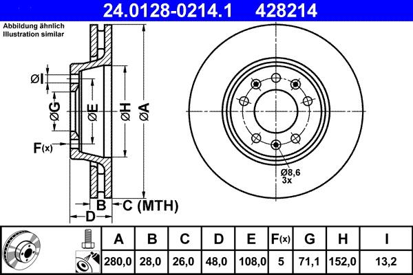 ATE 24.0128-0214.1 - Bremžu diski www.autospares.lv