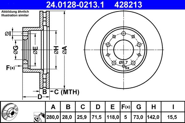 ATE 24.0128-0213.1 - Bremžu diski www.autospares.lv