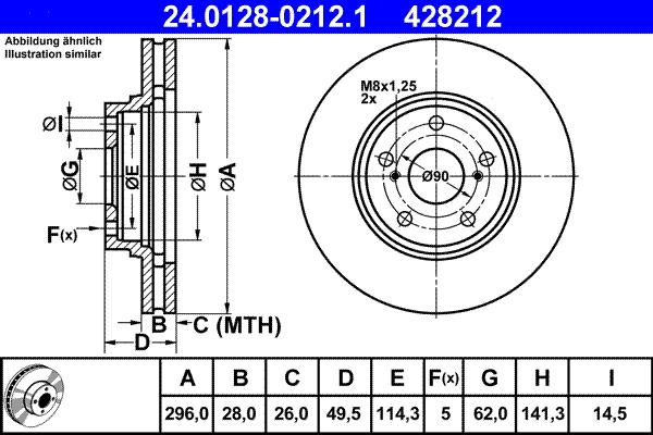 ATE 24.0128-0212.1 - Тормозной диск www.autospares.lv