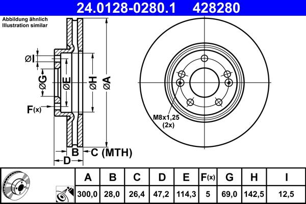 ATE 24.0128-0280.1 - Bremžu diski www.autospares.lv