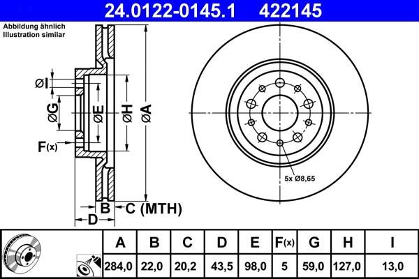 ATE 24.0122-0145.1 - Тормозной диск www.autospares.lv