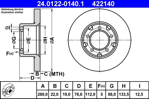 ATE 24.0122-0140.1 - Bremžu diski autospares.lv